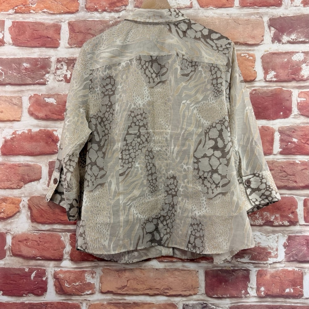 Westbound Top Women's 1X Multicolor Abstract Animal Print Burnout Sheer Shirt - Picture 4 of 8